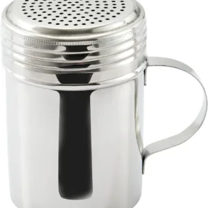 10oz heavy-duty stainless steel spice dredge with handle for kitchen use.