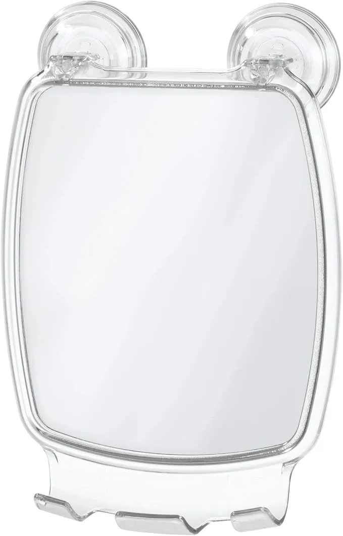 idesign power lock suction mirror with hooks – clear fogless shower mirror for bathroom & shaving