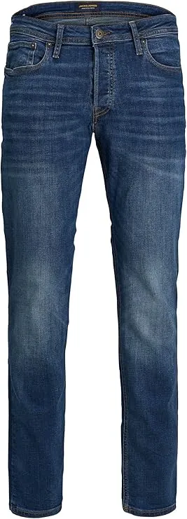 jack & jones men’s straight jeans | classic regular fit durable denim pants