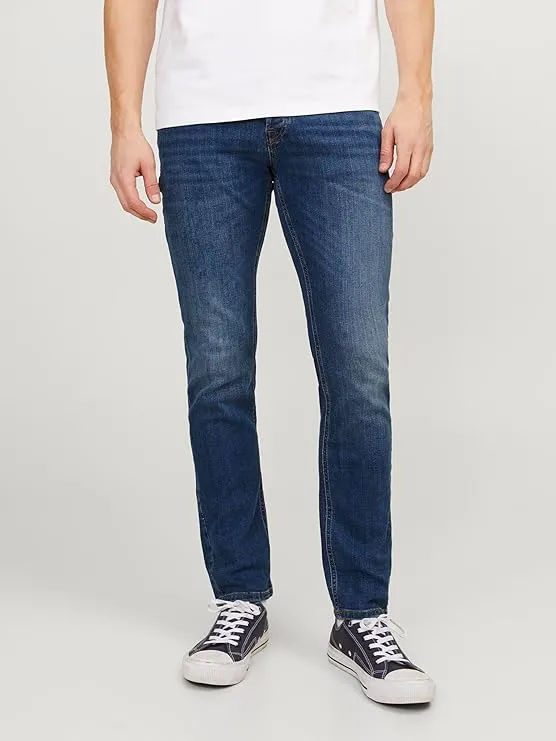 jack & jones men’s straight jeans | classic regular fit durable denim pants