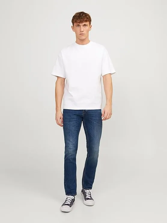 jack & jones men’s straight jeans | classic regular fit durable denim pants