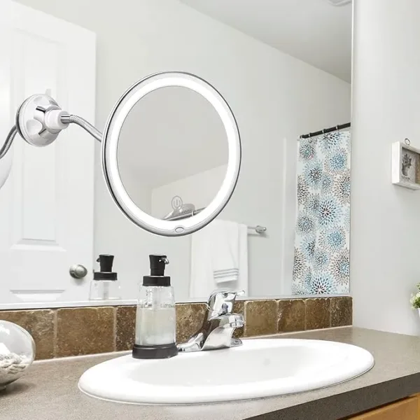 kedsum led lighted makeup mirror – 3 color dimmable & swivel