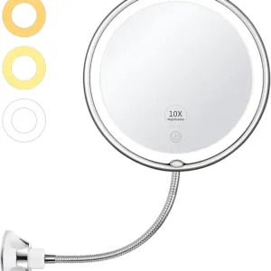 KEDSUM LED Lighted Makeup Mirror with 3 Color Dimmable Lights, Swivel Design, Touch Control, Perfect Vanity Mirror for Home, Bedroom, and Bathroom