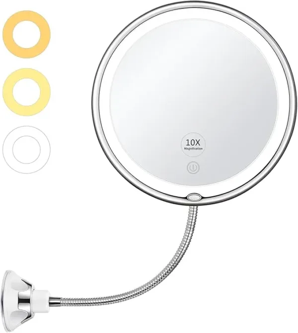 KEDSUM LED Lighted Makeup Mirror with 3 Color Dimmable Lights, Swivel Design, Touch Control, Perfect Vanity Mirror for Home, Bedroom, and Bathroom