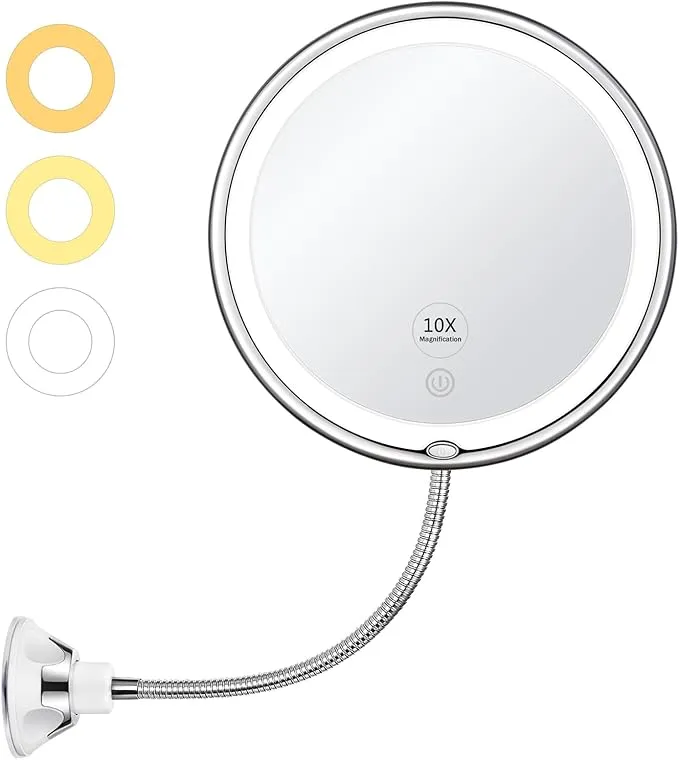 KEDSUM LED Lighted Makeup Mirror with 3 Color Dimmable Lights, Swivel Design, Touch Control, Perfect Vanity Mirror for Home, Bedroom, and Bathroom
