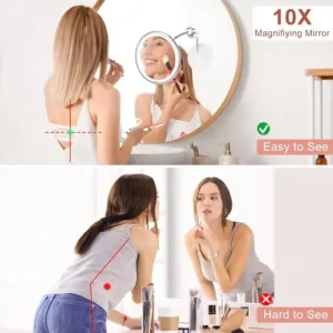 kedsum led lighted makeup mirror – 3 color dimmable & swivel