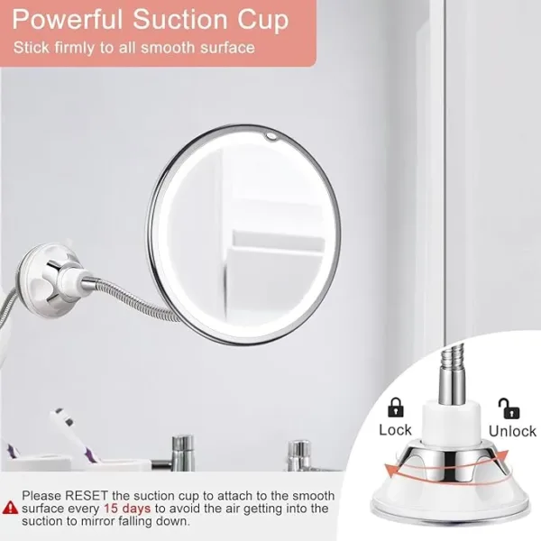 kedsum led lighted makeup mirror – 3 color dimmable & swivel