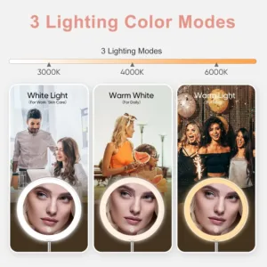 kedsum led lighted makeup mirror – 3 color dimmable & swivel