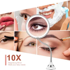 kedsum led lighted makeup mirror – 3 color dimmable & swivel