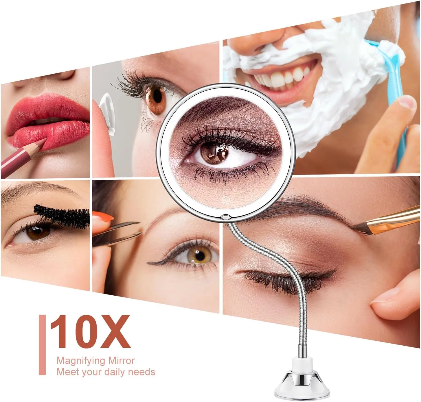 kedsum led lighted makeup mirror – 3 color dimmable & swivel