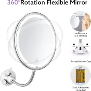kedsum led lighted makeup mirror – 3 color dimmable & swivel