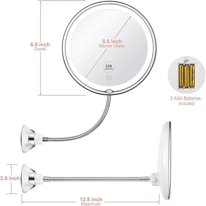 kedsum led lighted makeup mirror – 3 color dimmable & swivel