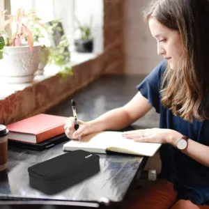 large capacity pencil bag for students – black school stationery
