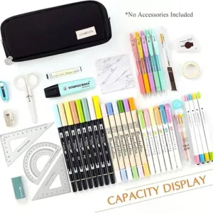 large capacity pencil case – 3 compartment pencil bag for students