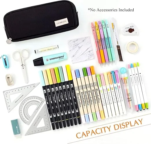 large capacity pencil case – 3 compartment pencil bag for students