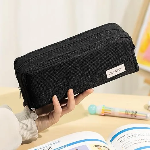 large capacity pencil case – 3 compartment pencil bag for students