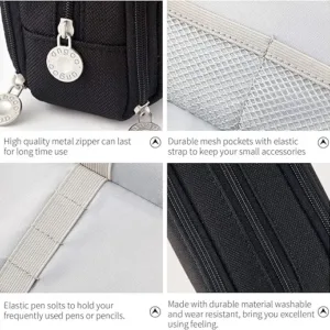 large capacity pencil case – 3 compartment pencil bag for students