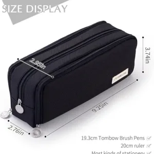 large capacity pencil case – 3 compartment pencil bag for students