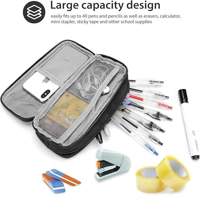 2 layer large capacity pencil case for students & office use
