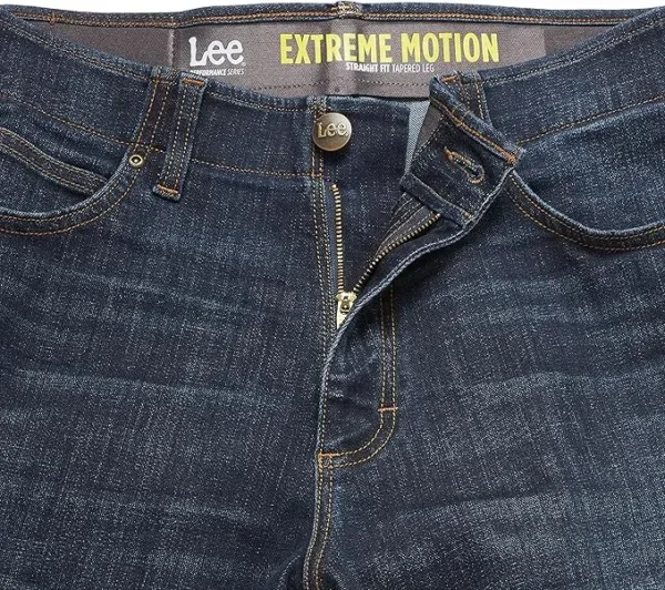 lee men’s extreme motion jeans | straight tapered denim for comfort & flexibility