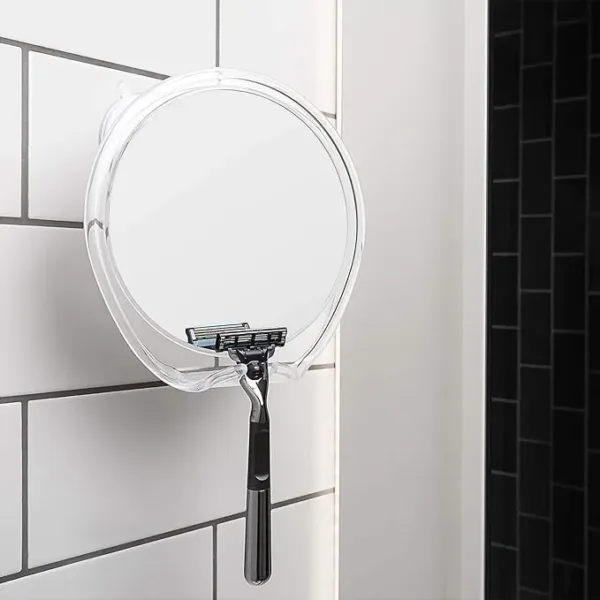 luxo fogless shower shaving mirror with razor holder & suction
