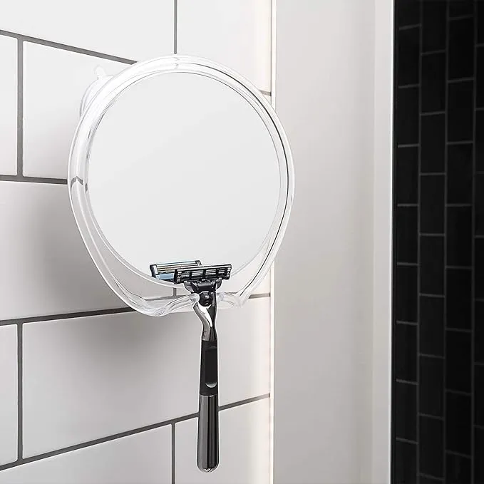 luxo fogless shower shaving mirror with razor holder & suction