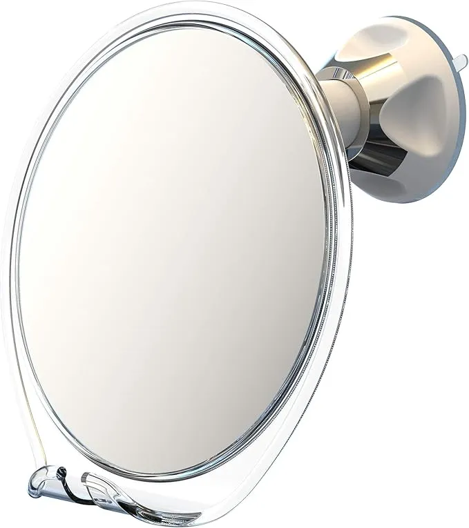Luxo Fogless Shower Shaving Mirror with Razor Holder & Suction – Anti-Fog Bathroom Mirror for Shaving, Grooming, and Easy Wall Mount with Secure Hold.