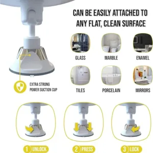 luxo fogless shower shaving mirror with razor holder & suction