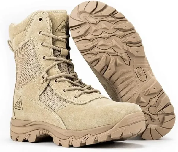 RYNO GEAR Men’s Military-Style Tactical Boots – breathable, slip-resistant footwear for outdoor adventures, security duty, and rugged field use in the UAE.
