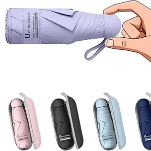 Mini Travel Umbrella with Case – Compact, lightweight, and portable design featuring UV protection, windproof frame, and foldable style for easy travel use.