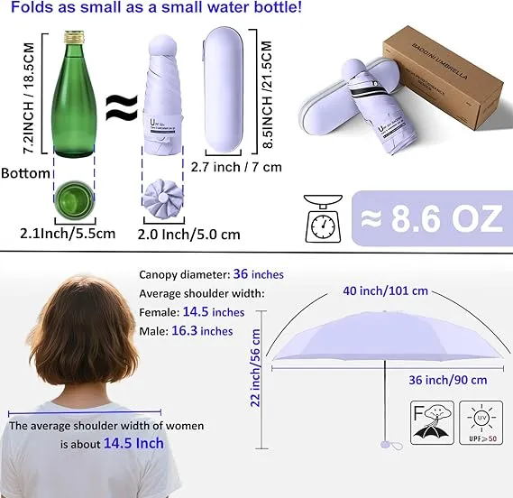 mini travel umbrella with case – compact uv protection & lightweight