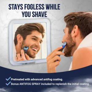 mirrorvana fogless shower mirror – lock suction shaving