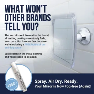 mirrorvana fogless shower mirror – lock suction shaving
