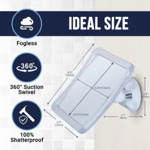 mirrorvana fogless shower mirror – lock suction shaving