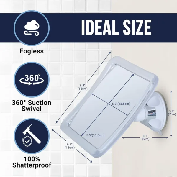 mirrorvana fogless shower mirror – lock suction shaving