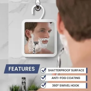 mirrorvana fogless shower mirror – hanging anti fog shaving mirror with 360° swivel & shatterproof design