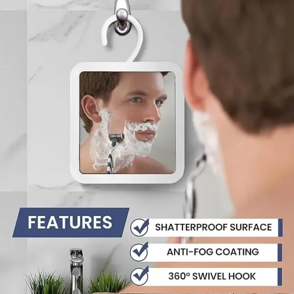 mirrorvana fogless shower mirror – hanging anti fog shaving mirror with 360° swivel & shatterproof design