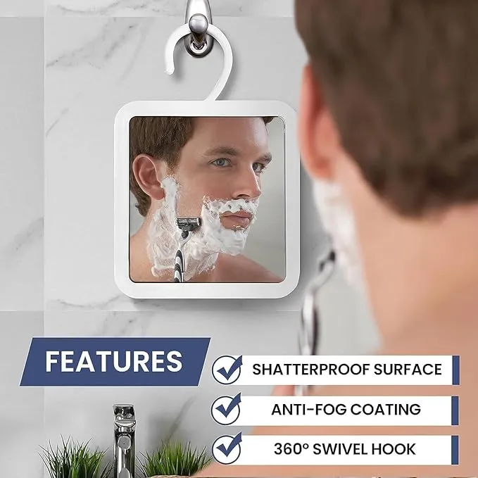 mirrorvana fogless shower mirror – hanging anti fog shaving mirror with 360° swivel & shatterproof design