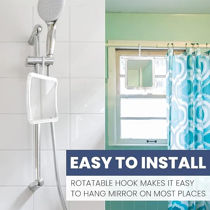 mirrorvana fogless shower mirror – hanging anti fog shaving mirror with 360° swivel & shatterproof design