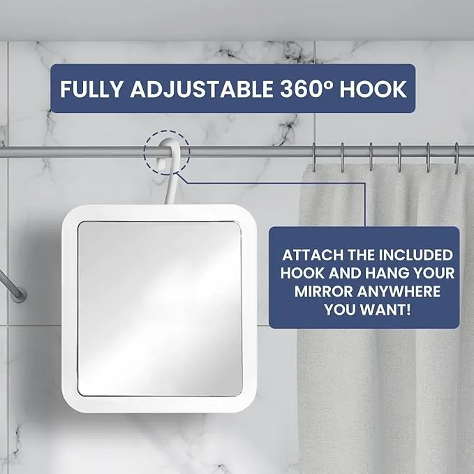 mirrorvana fogless shower mirror – hanging anti fog shaving mirror with 360° swivel & shatterproof design