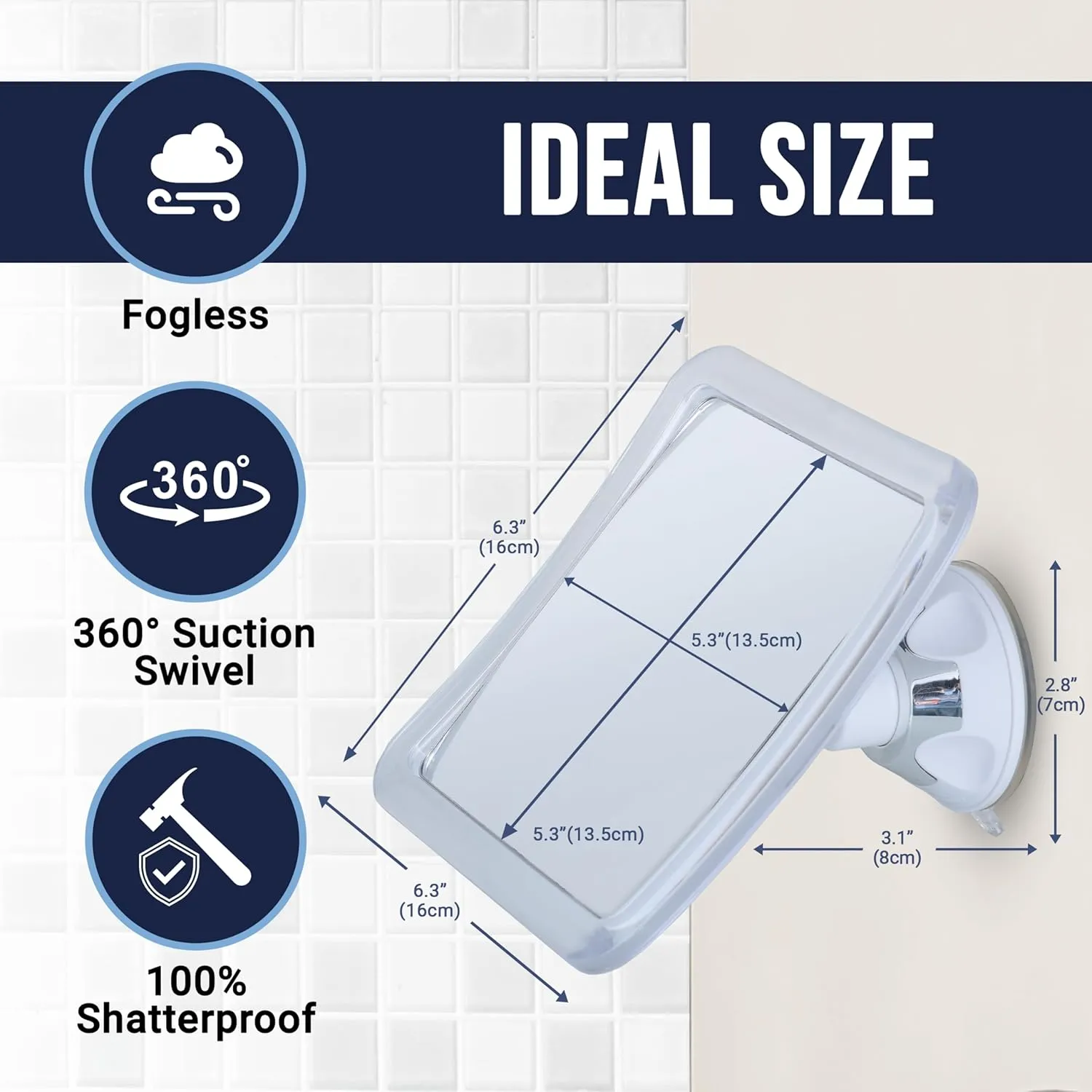 mirrorvana fogless shower mirror – lock suction shaving