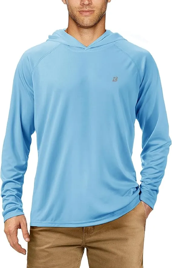 Men’s UPF 50+ outdoor fishing hoodie shirt – breathable sun-protective top with lightweight fabric, perfect for UAE heat, fishing, and active outdoor wear.