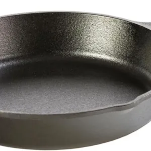 Pre-seasoned round cast iron skillet frying pan, 10.25 inch, black.