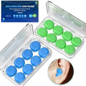 Reusable Silicone Earplugs – soft noise-cancelling design for sleep, swimming, study, work, and travel. Washable, comfortable, and durable hearing protection.
