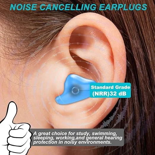 reusable silicone earplugs – noise cancelling for sleep, swim & travel