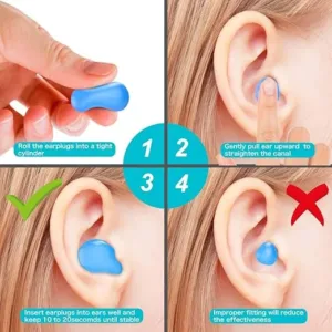 reusable silicone earplugs – noise cancelling for sleep, swim & travel