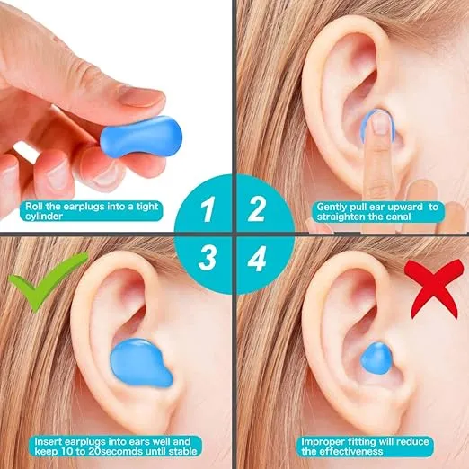 reusable silicone earplugs – noise cancelling for sleep, swim & travel