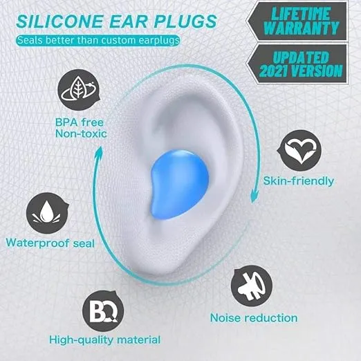 reusable silicone earplugs – noise cancelling for sleep, swim & travel