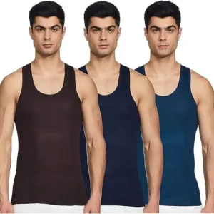 Rupa Jon men’s cotton vest, sleeveless round neck innerwear, regular fit colourful top, breathable and comfortable for daily wear, gym, and casual use.