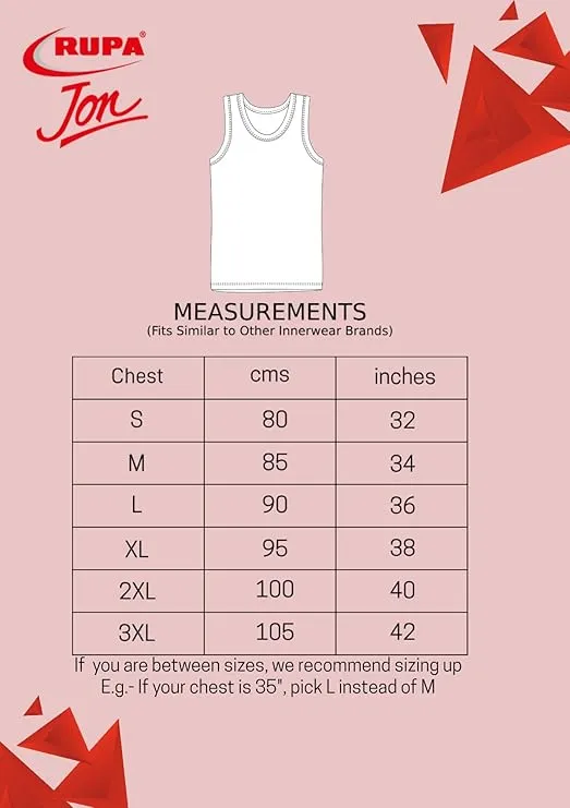 rupa jon men’s cotton vest | sleeveless round neck innerwear – regular fit colourful top